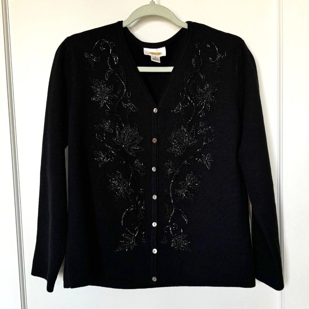 Talbots Petites Beaded Cardigan sz Medium